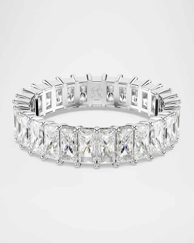 Matrix Rhodium-Plated Baguette-Cut Crystal Band Ring, Size 6.75